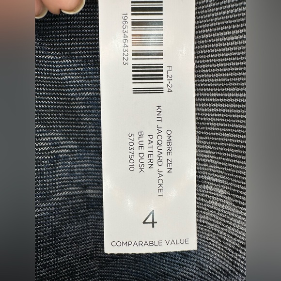 Chico's Knit Jacquard Duster Open Front Cardigan XXL Blue Burnout Knit Elbow SLV - Picture 5 of 11